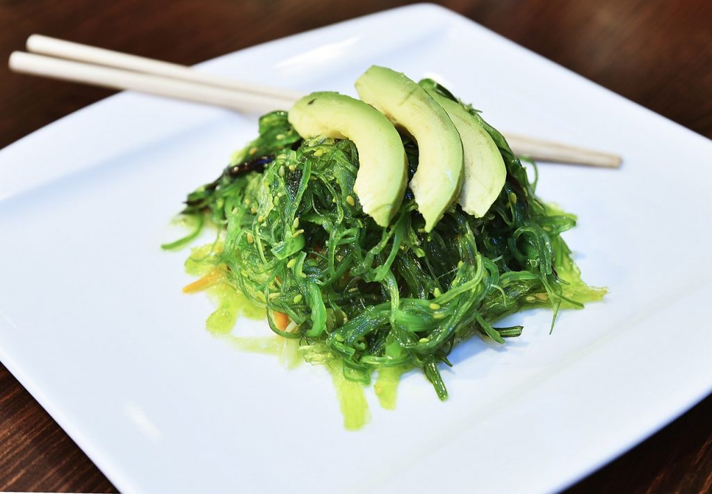 Seaweed and avocado on a plate