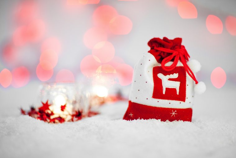 Christmas stocking on white background