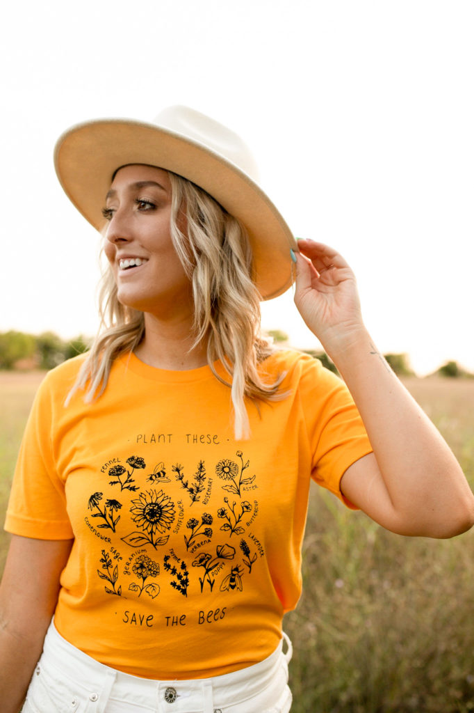 Wholesome Culture Plant these save the bees yellow tee