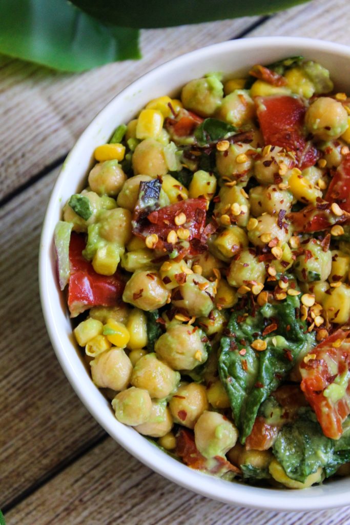 Chickpea, corn, and avocado salad from the Wholesome Culture Cookbook 
