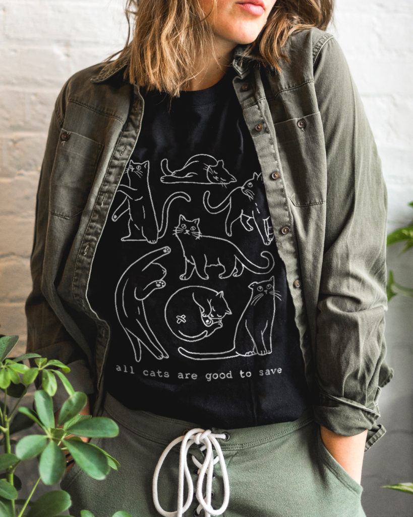 Adopt Don't Shop All Cats Are Good To Save eco tee from Wholesome Culture 
