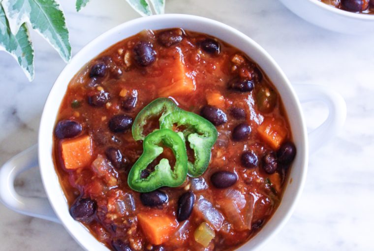 Vegan sweet potato chili recipe from the Wholesome Culture Cookbook