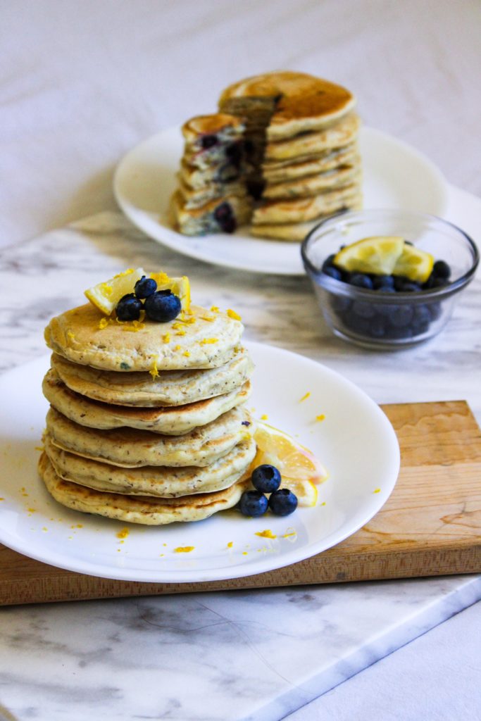 vegan lemon blueberry pancakes from the Wholesome Culture Cookbook