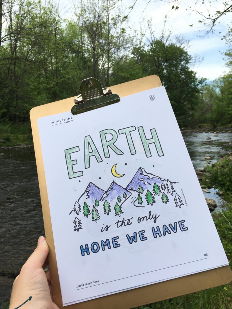 printable Earth themed coloring book by Wholesome Culture