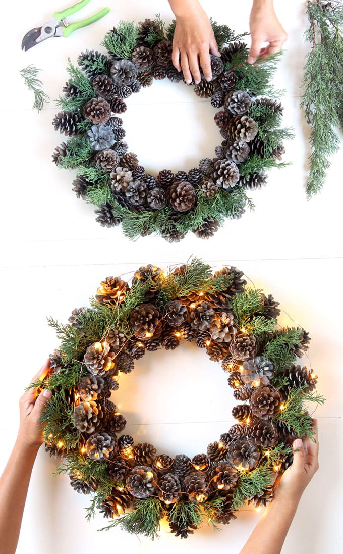 DIY piencone wreath